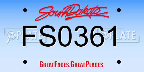 FS0361 South Dakota License Plate