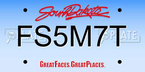 FS5M7T South Dakota License Plate