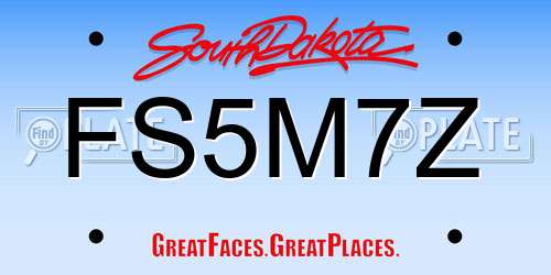 FS5M7Z South Dakota License Plate