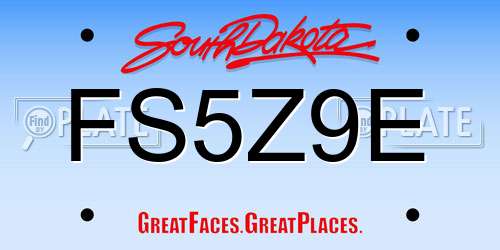 FS5Z9E South Dakota License Plate
