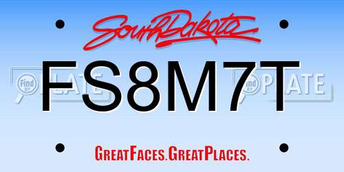 FS8M7T South Dakota License Plate