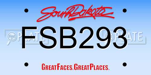 FSB293 South Dakota License Plate