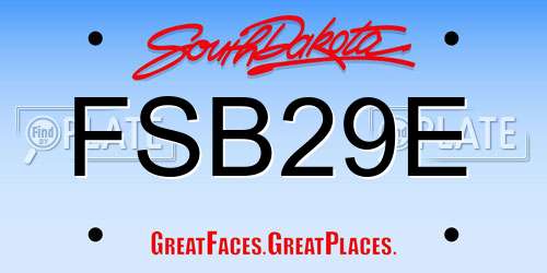 FSB29E South Dakota License Plate