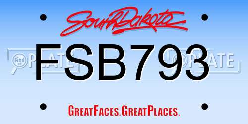 FSB793 South Dakota License Plate