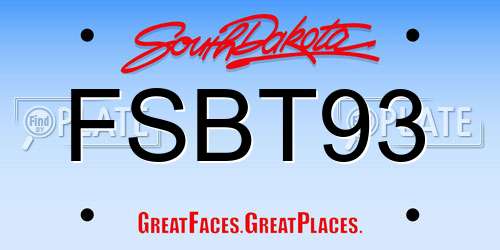 FSBT93 South Dakota License Plate