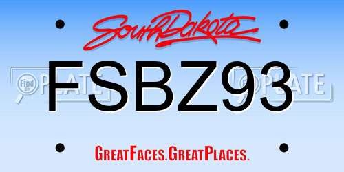 FSBZ93 South Dakota License Plate