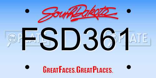FSD361 South Dakota License Plate