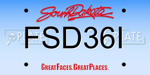 FSD36I South Dakota License Plate