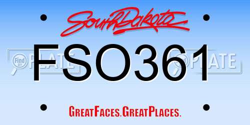 FSO361 South Dakota License Plate