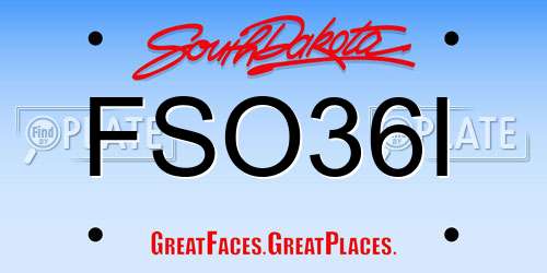 FSO36I South Dakota License Plate
