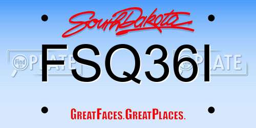 FSQ36I South Dakota License Plate