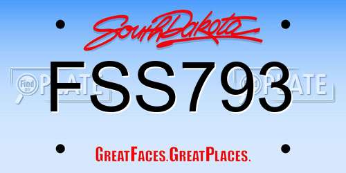 FSS793 South Dakota License Plate