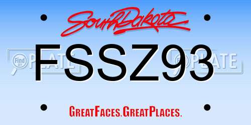 FSSZ93 South Dakota License Plate