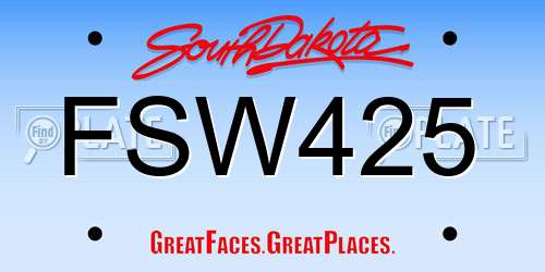 FSW425 South Dakota License Plate