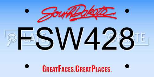 FSW428 South Dakota License Plate