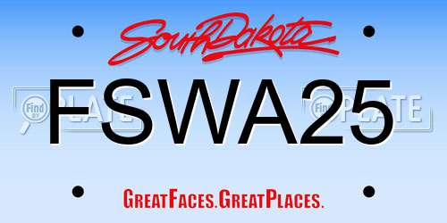 FSWA25 South Dakota License Plate