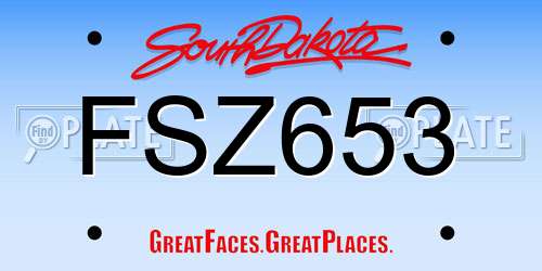 FSZ653 South Dakota License Plate