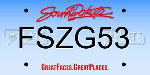FSZG53 South Dakota License Plate
