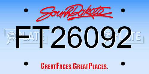 FT26092 South Dakota License Plate