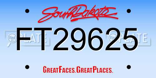 FT29625 South Dakota License Plate