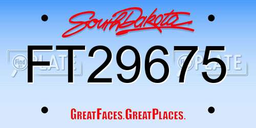 FT29675 South Dakota License Plate
