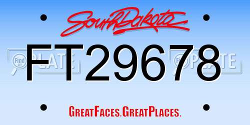 FT29678 South Dakota License Plate