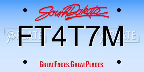 FT4T7M South Dakota License Plate