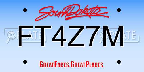 FT4Z7M South Dakota License Plate