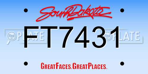 FT7431 South Dakota License Plate