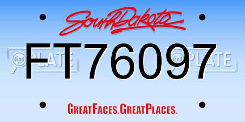 FT76097 South Dakota License Plate