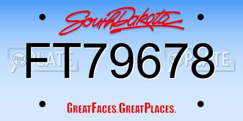 FT79678 South Dakota License Plate