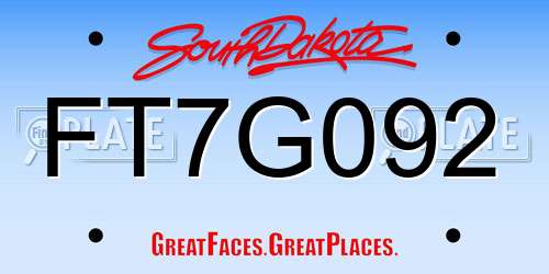 FT7G092 South Dakota License Plate