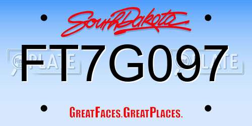 FT7G097 South Dakota License Plate