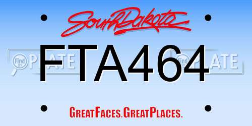 FTA464 South Dakota License Plate