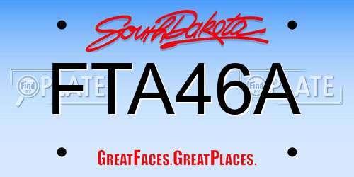 FTA46A South Dakota License Plate