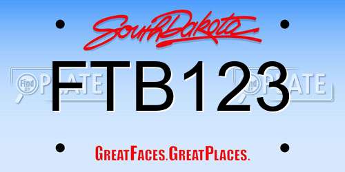 FTB123 South Dakota License Plate