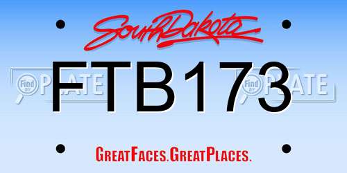 FTB173 South Dakota License Plate
