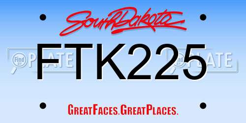 FTK225 South Dakota License Plate