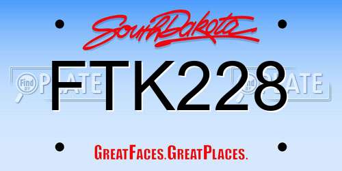 FTK228 South Dakota License Plate