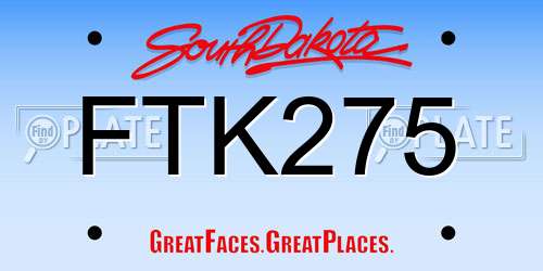 FTK275 South Dakota License Plate