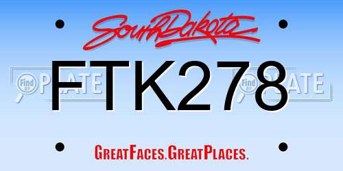 FTK278 South Dakota License Plate