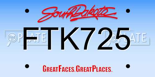 FTK725 South Dakota License Plate