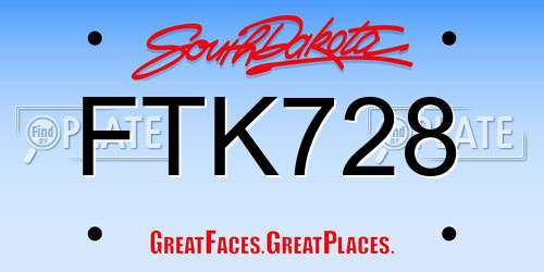 FTK728 South Dakota License Plate