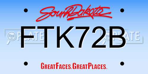 FTK72B South Dakota License Plate