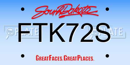 FTK72S South Dakota License Plate