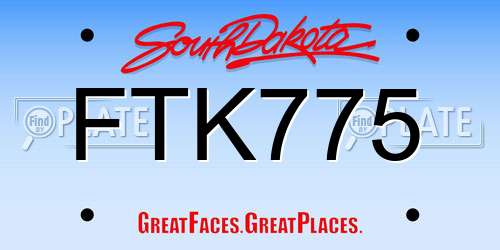FTK775 South Dakota License Plate