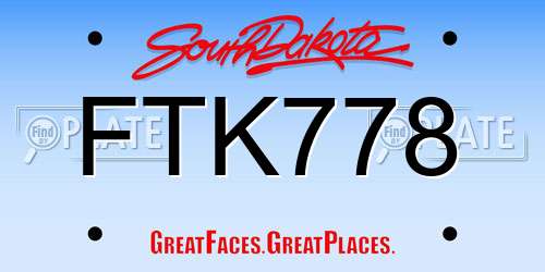 FTK778 South Dakota License Plate