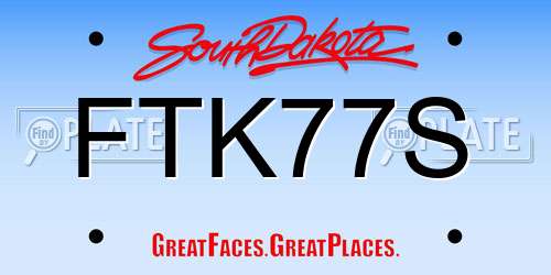 FTK77S South Dakota License Plate
