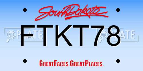 FTKT78 South Dakota License Plate