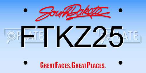 FTKZ25 South Dakota License Plate